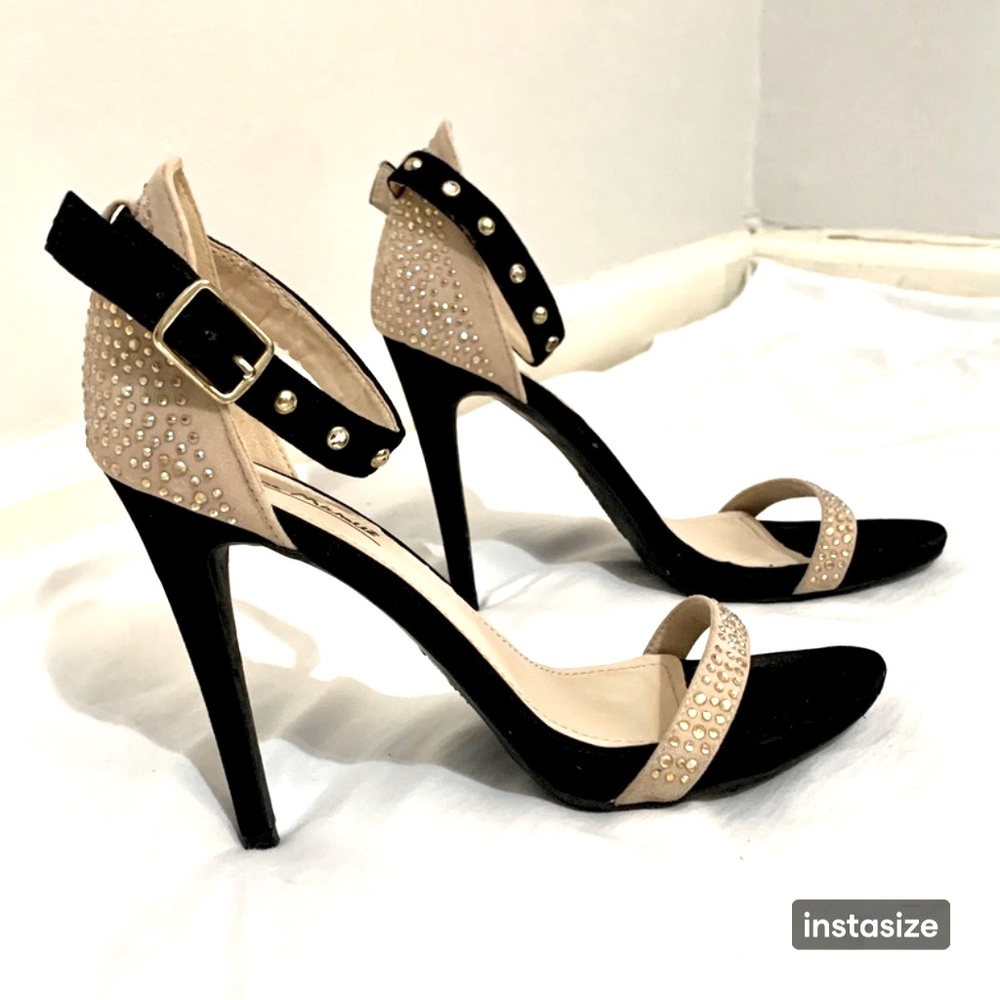 Anne Michelle - Ankle Strap sandal heels with rhinestone detail